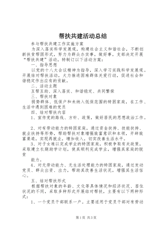帮扶共建活动总结 