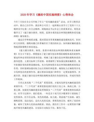 2024年学习《廉政中国实施纲要》心得体会 