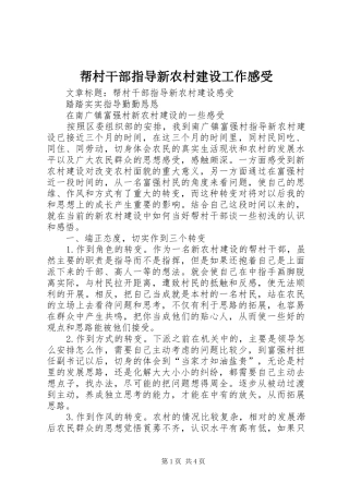 帮村干部指导新农村建设工作感受