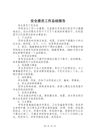 安全委员工作总结报告 