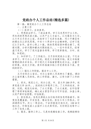 党政办个人工作总结(精选多篇) 