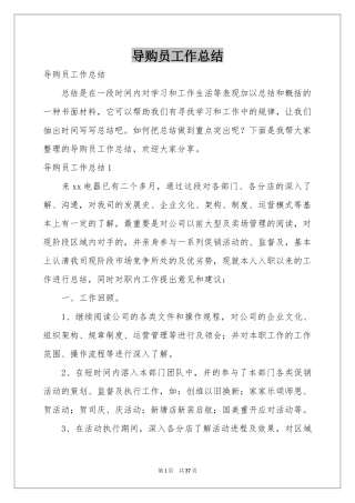 导购员工作参考总结