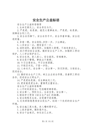 安全生产公益标语