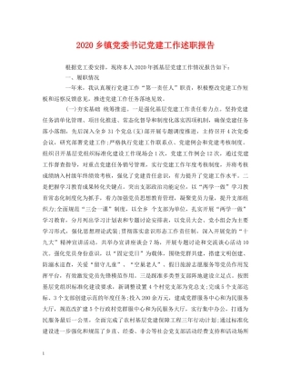 2024乡镇党委书记党建工作述职报告 