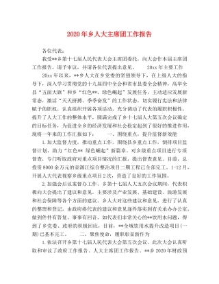 2024年乡人大主席团工作报告 