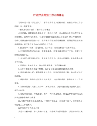 IT程序员简短工作心得体会 