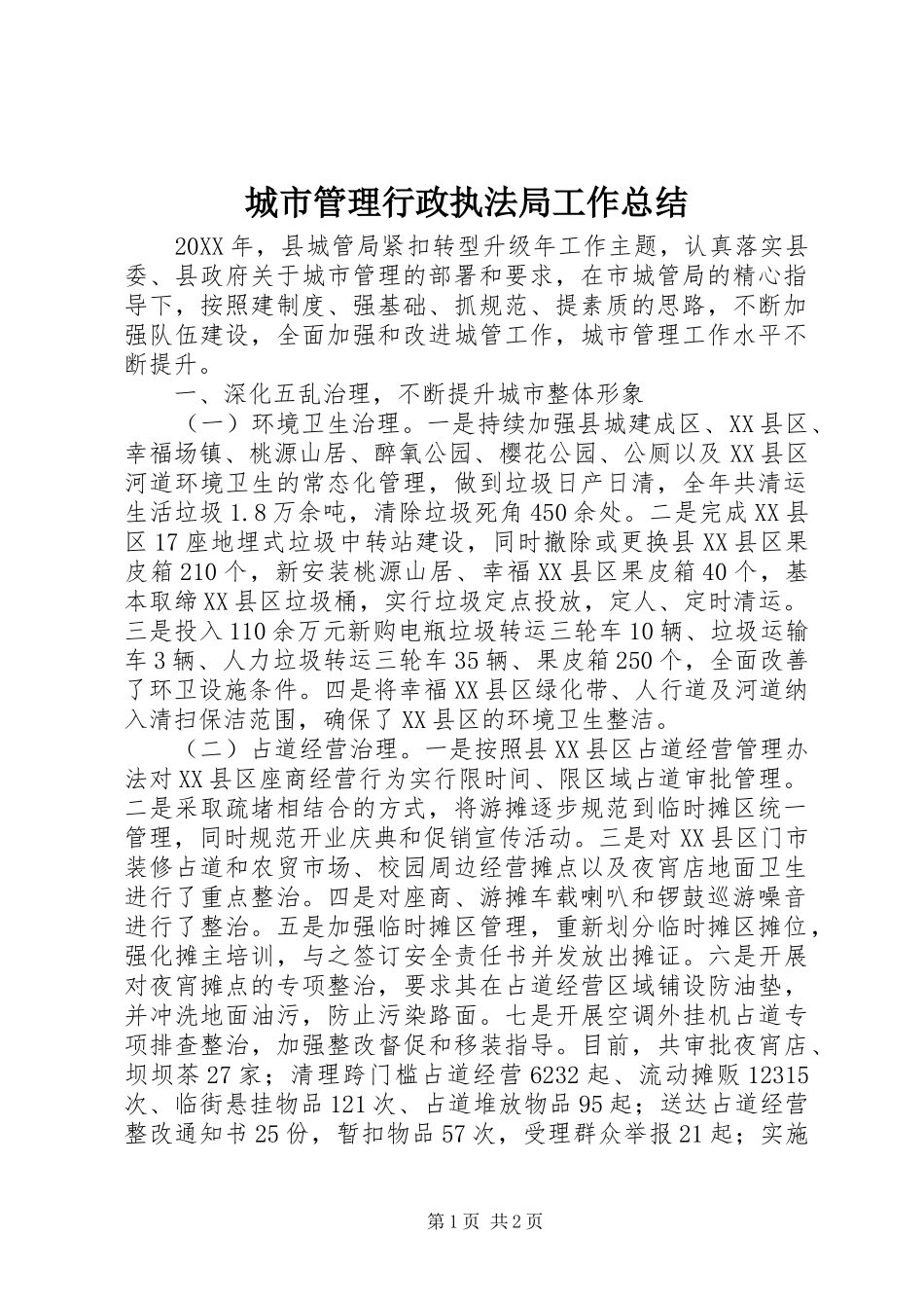 城市管理行政执法局工作总结 _第1页