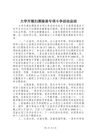 大学开展扫黑除恶专项斗争活动总结 