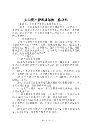大学资产管理处年度工作总结 