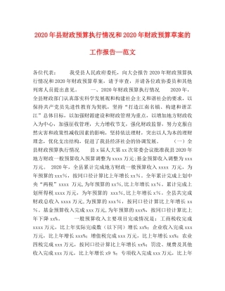 2024年县财政预算执行情况和2024年财政预算草案的工作报告—范文 