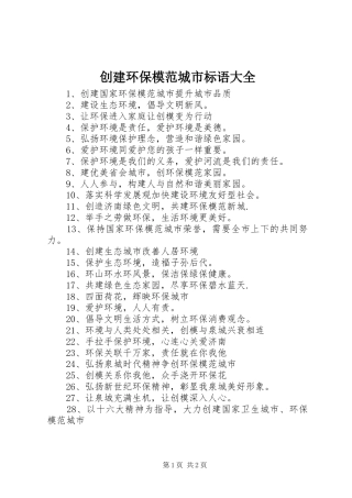 创建环保模范城市标语大全
