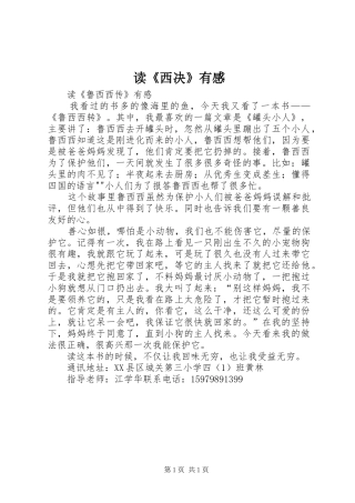 读《西决》有感