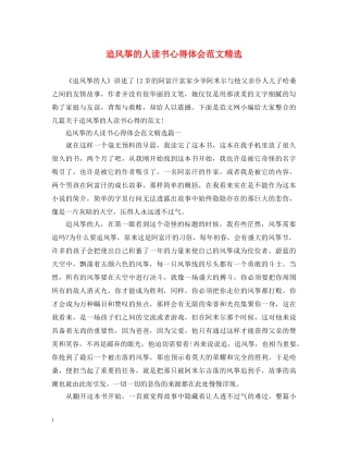 追风筝的人读书心得体会范文精选 