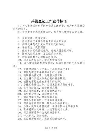 兵役登记工作宣传标语