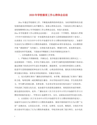 2024年学校德育工作心得体会总结 