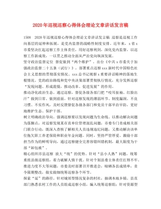 2024年巡视巡察心得体会理论文章讲话发言稿 