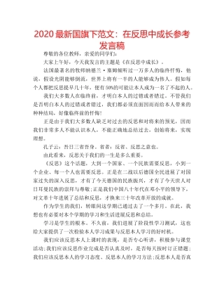 2024最新国旗下范文：在反思中成长参考发言稿 