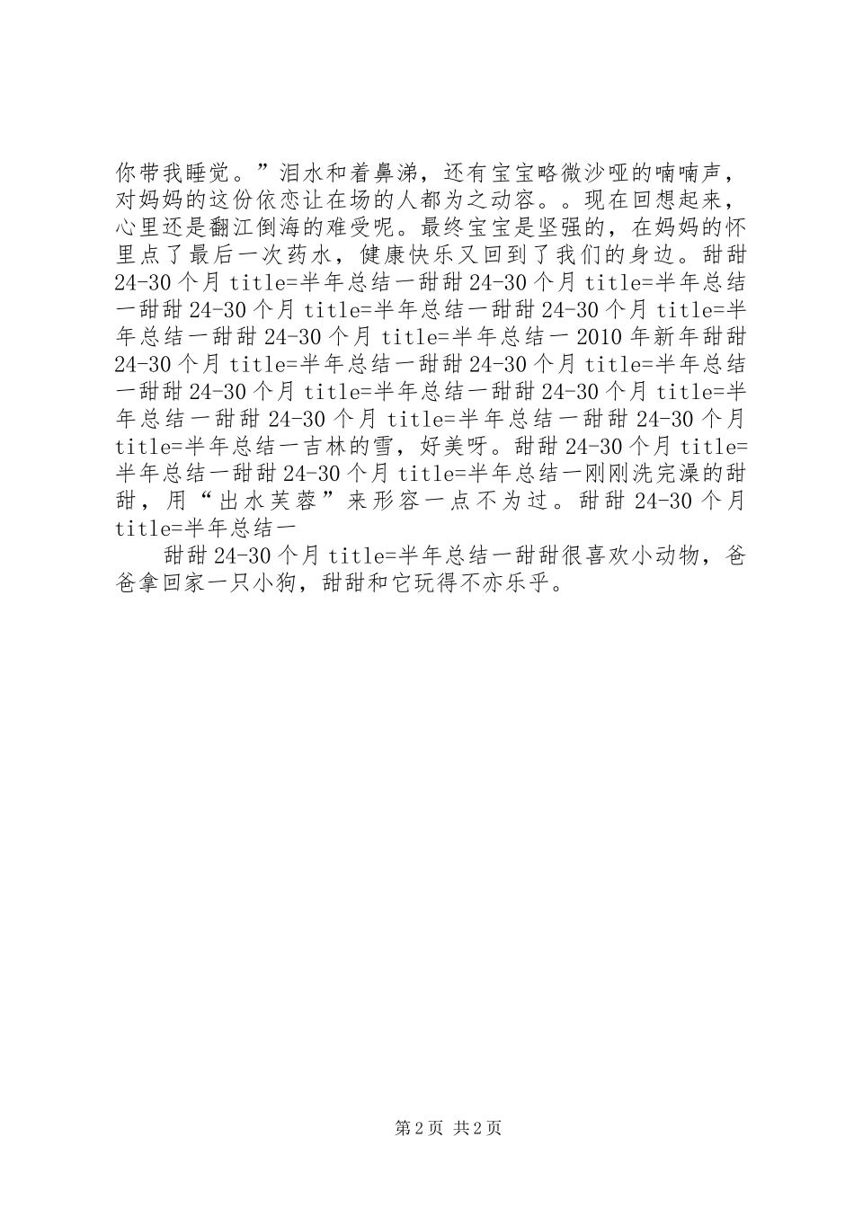 半年总结一甜甜2430个月半年工作总结_第2页
