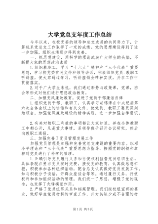 大学党总支年度工作总结 