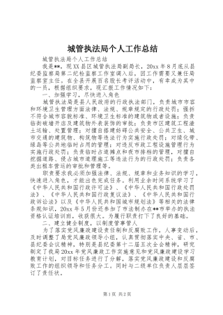 城管执法局个人工作总结 