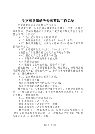 党支部意识缺失专项整治工作总结 