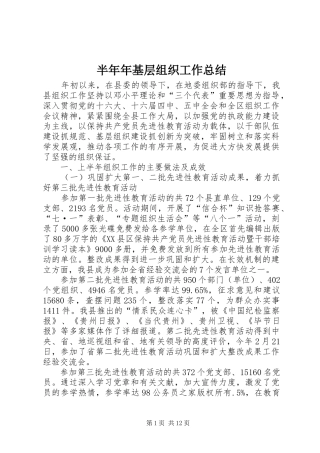 半年年基层组织工作总结 