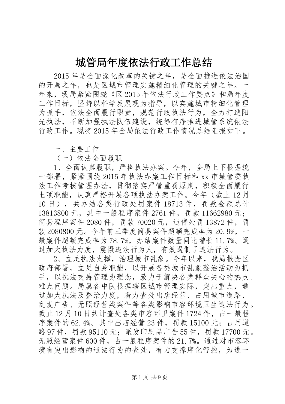 城管局年度依法行政工作总结 _第1页