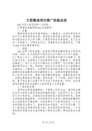 大型集成项目推广经验总结 