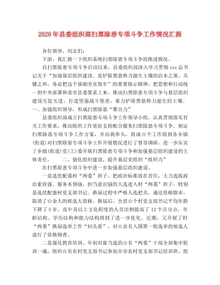 2024年县委组织部扫黑除恶专项斗争工作情况汇报 