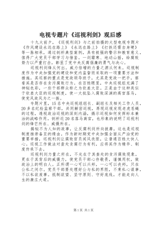 电视专题片《巡视利剑》观后心得