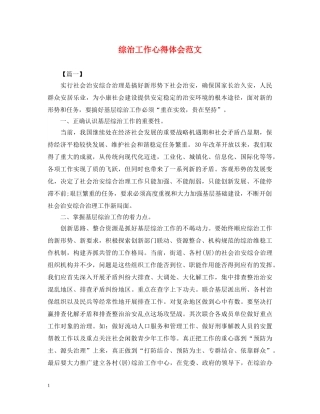 综治工作心得体会范文 