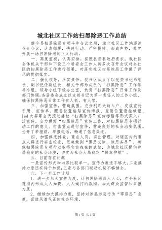 城北社区工作站扫黑除恶工作总结 
