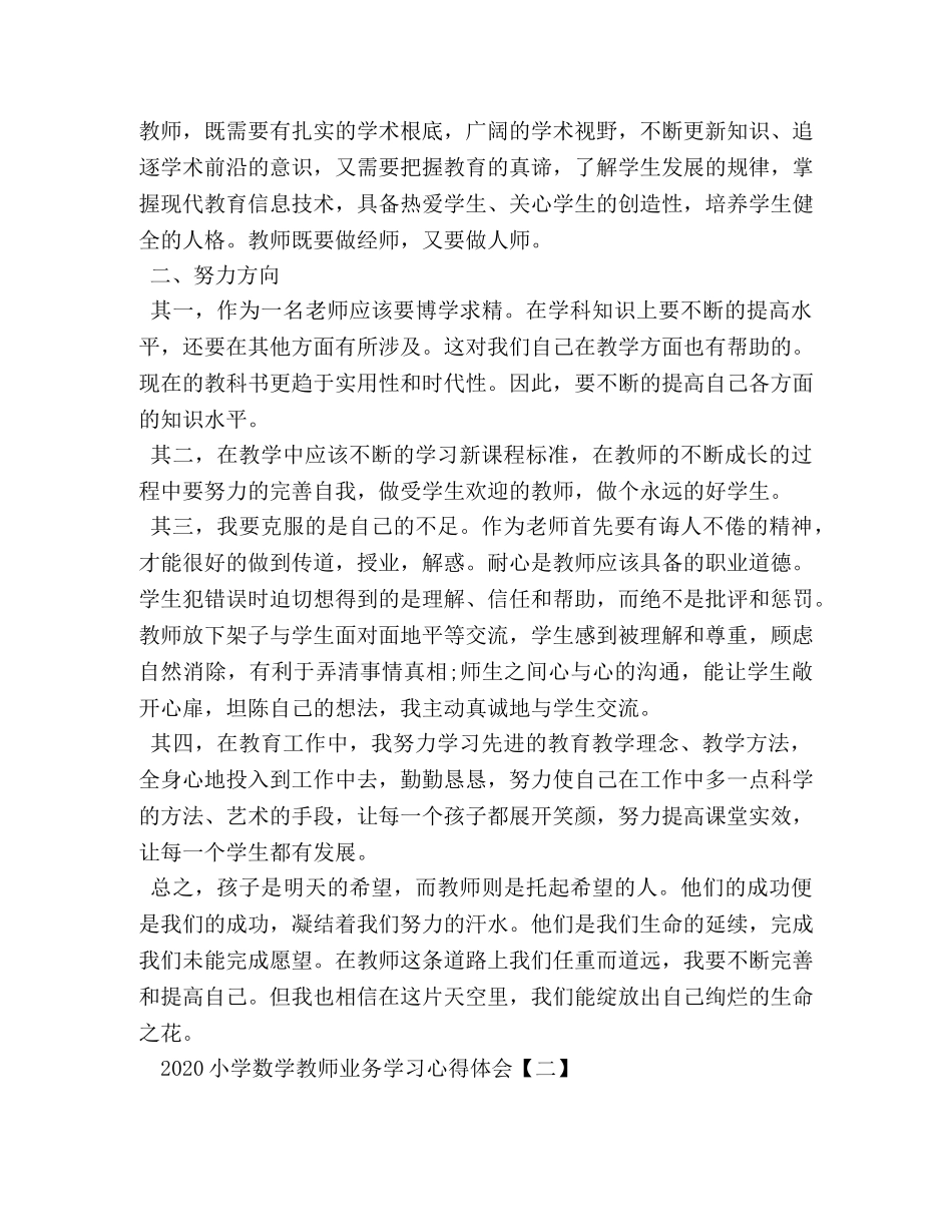 2024小学数学教师业务学习心得体会 _第3页