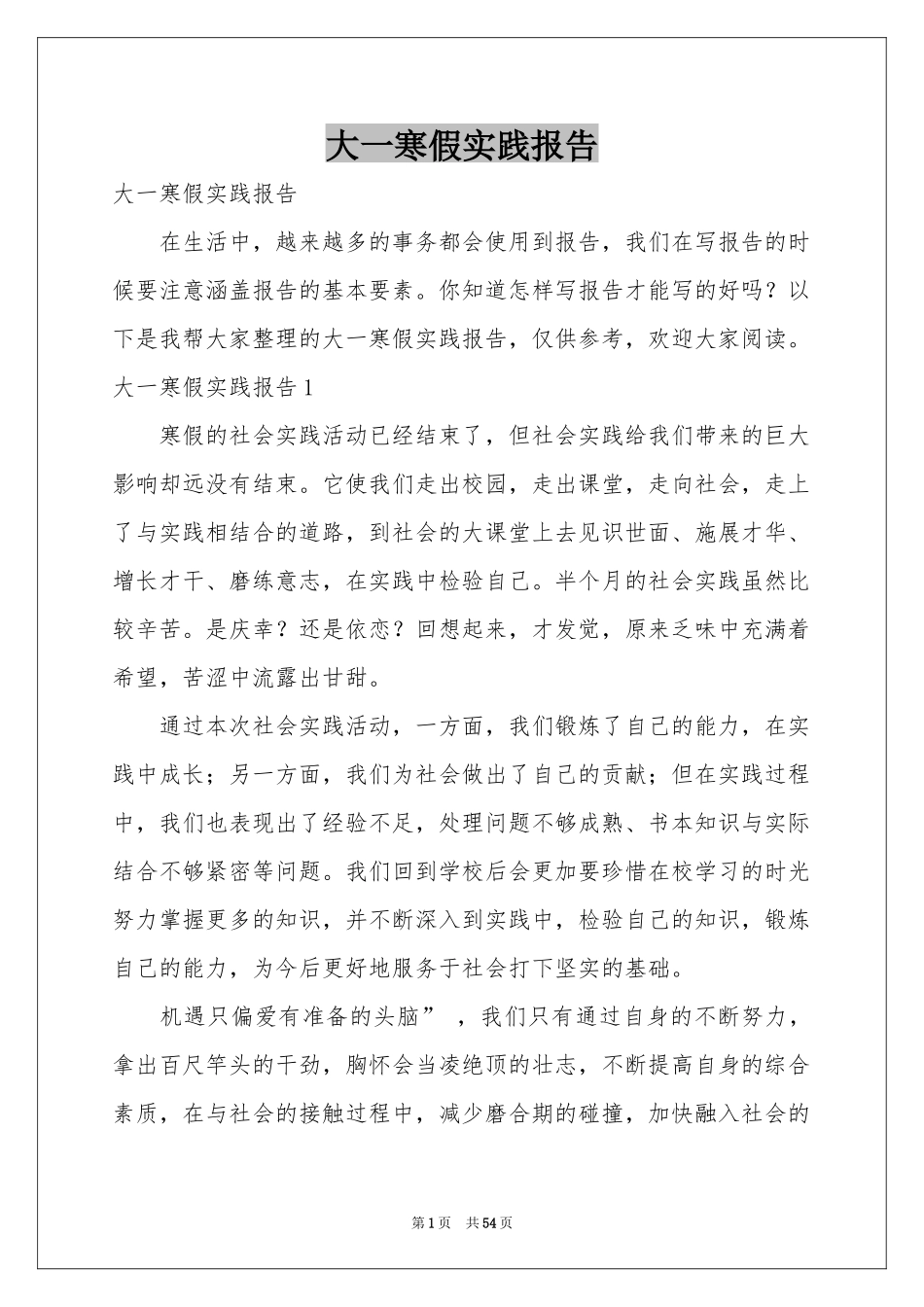 大一寒假实践报告_第1页