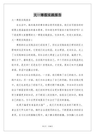 大一寒假实践报告