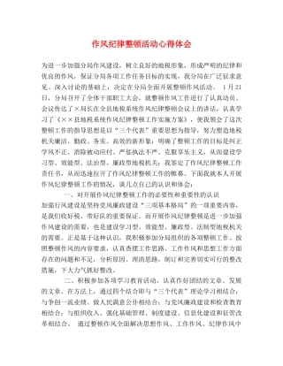 作风纪律整顿活动心得体会 