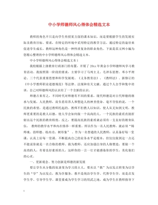 中小学师德师风心得体会精选文本 