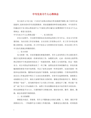 中专生实习个人心得体会 
