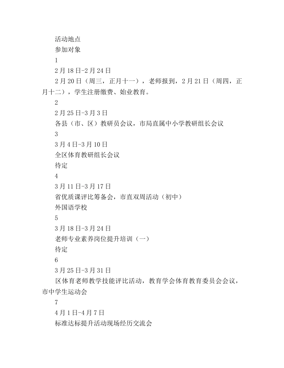 中学2024年上半年体育教研工作参考计划 _第2页