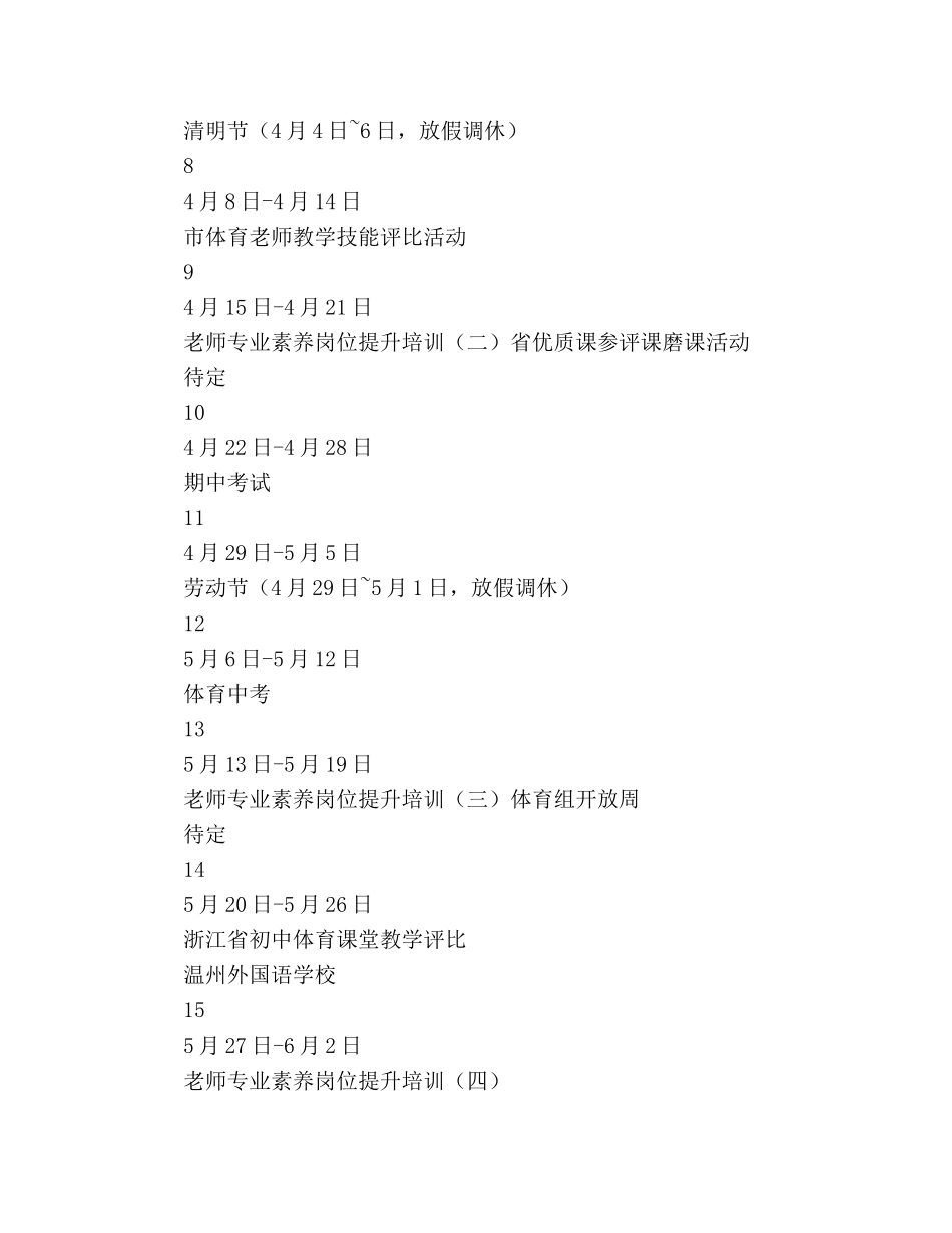 中学2024年上半年体育教研工作参考计划 _第3页