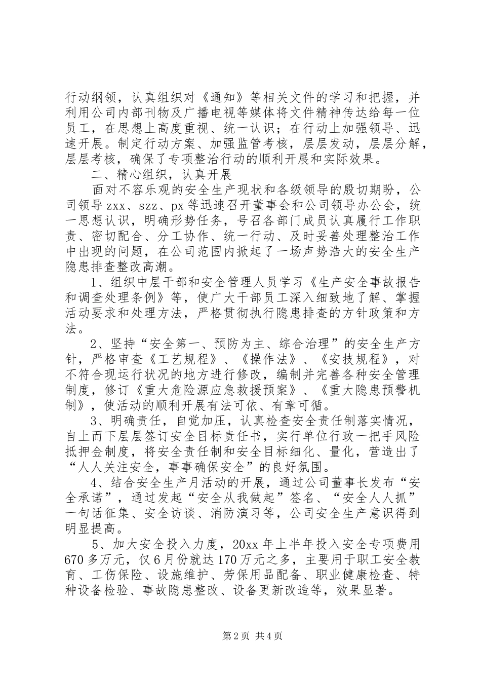 安全生产隐患排查治理专项行动情况总结 _第2页