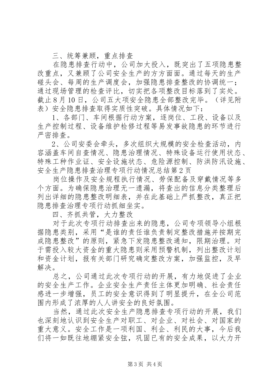 安全生产隐患排查治理专项行动情况总结 _第3页