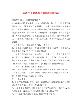 2024年乡镇水利干部述廉述职报告 
