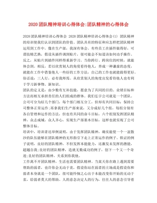 2024团队精神培训心得体会-团队精神的心得体会 