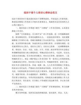 综治干部个人培训心得体会范文 