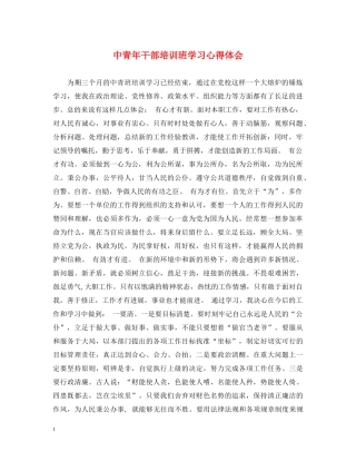 中青年干部培训班学习心得体会 