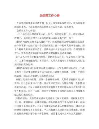 总经理工作心得 