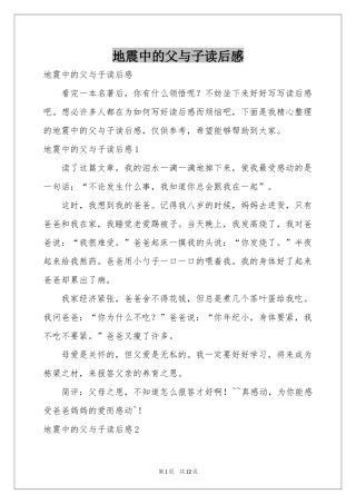 地震中的父与子读后感
