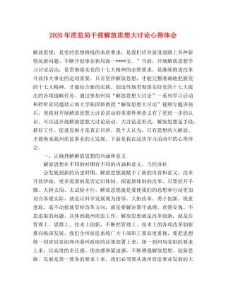 2024年质监局干部解放思想大讨论心得体会 