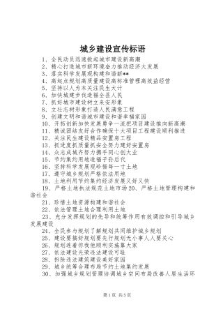 城乡建设宣传标语